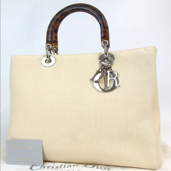 Dior Handbags - Authentic Dior Lady Dior Tortoise handle canvas BG